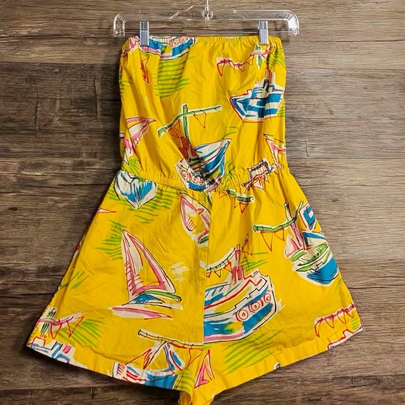 Kimchi Blue Vibrant Yellow Nautical Romper - Picture 1 of 9